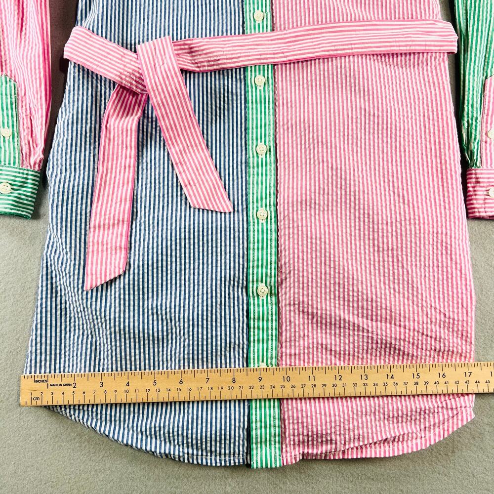 Polo Ralph Lauren Seersucker Shirt Dress Girls 12 Multicolor Stripes Textured - Picture 9 of 11